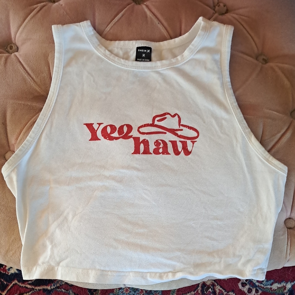 SHEIN White Tank Top with Red Print